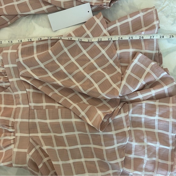 Goodnight Macaroon Romper Ruffle Dusty Pink Checkered Checked Long Sleeve - Picture 13 of 14